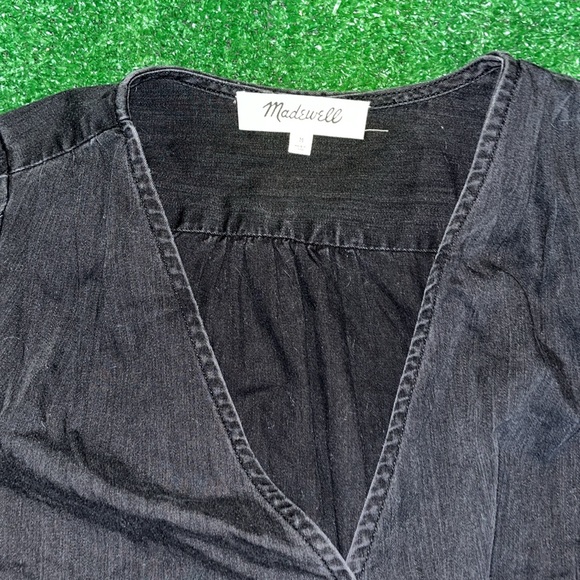 Madewell Wrap Top in Black Denim - Picture 2 of 3
